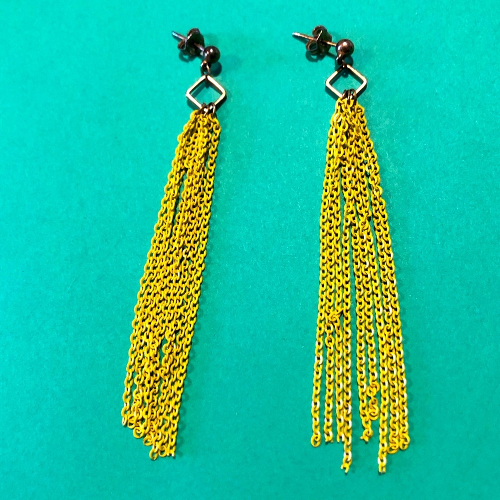 Vintage Yellow Chain Earrings